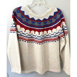 Avorwe Sweater Women Woolen Fair Isle Ski Resort Raglan Sleeve Pullover 42/ S